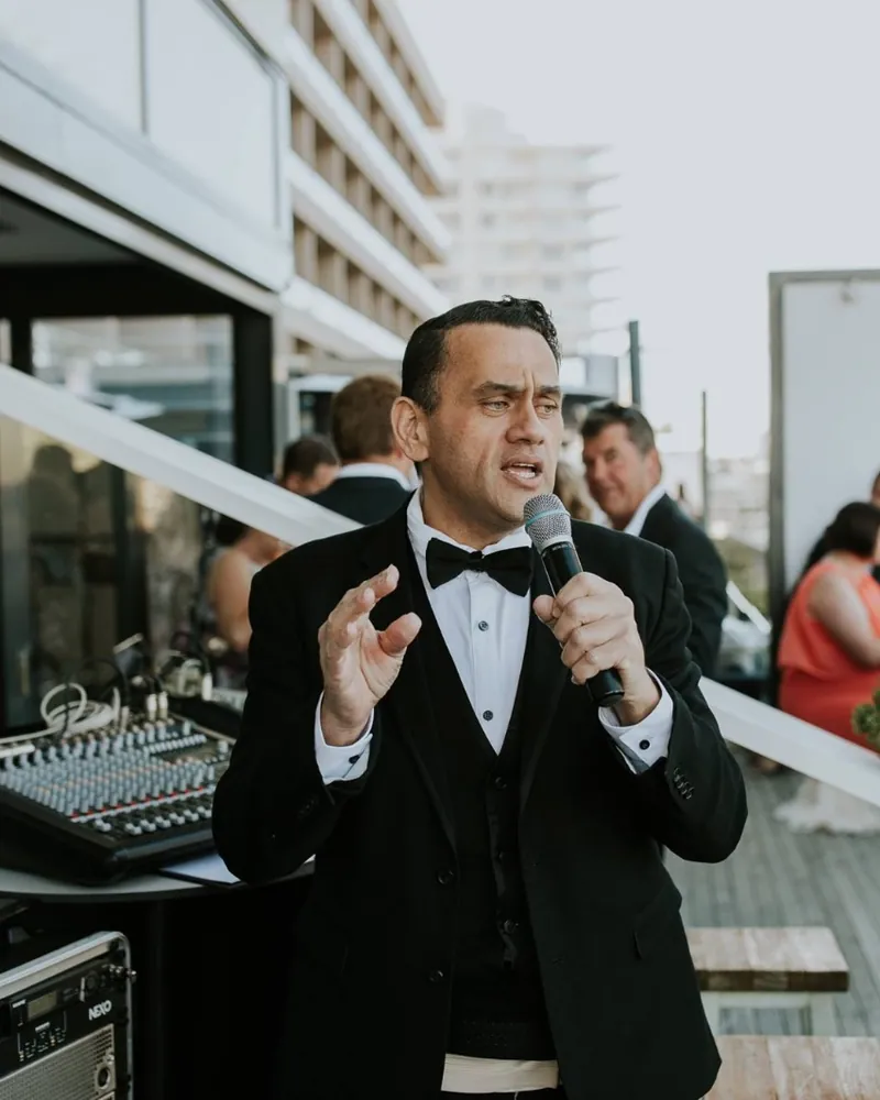 Live singer James Kerr performing in a tuxedo at La Botte D'Oro, Leichhardt — an evening of live music in Sydney's Italian quarter