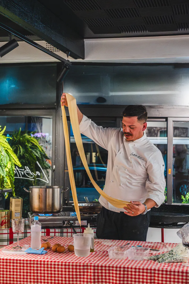 Chef Gabriele making fresh pasta by hand at La Botte D'Oro — Leichhardt, Sydney